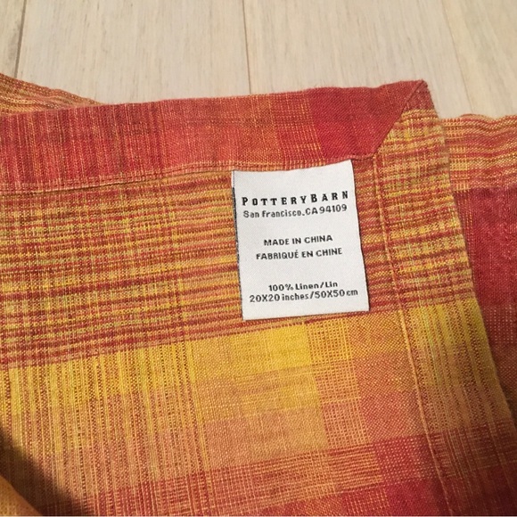 8 Pottery Barn 100% linen Plaid Napkin Set of 8 - Picture 3 of 4